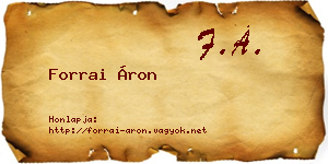 Forrai Áron névjegykártya