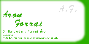 aron forrai business card